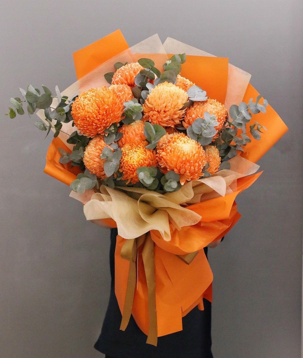 Bó hoa mẫu đơn màu cam 